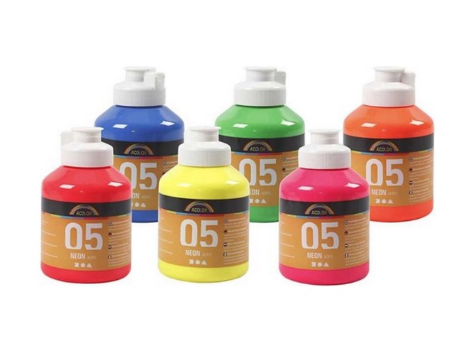 Acrylverf Acolor neon ass/pk6x500ml