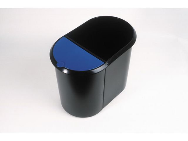 Afvalbak Helit Duo zwart/blauw