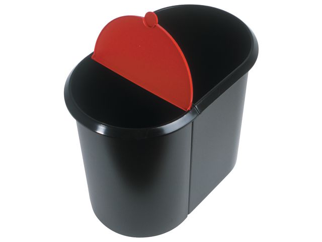 Afvalbak Helit duo zwart/rood