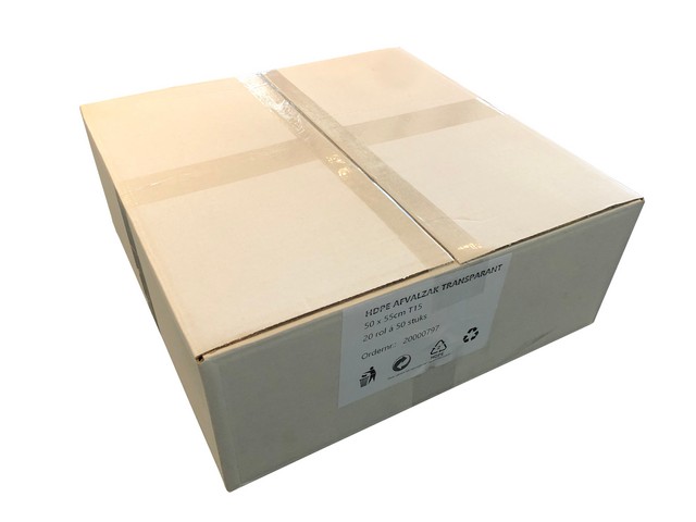 Afvalzak 50x55cm hdpe T15 trp/rl50