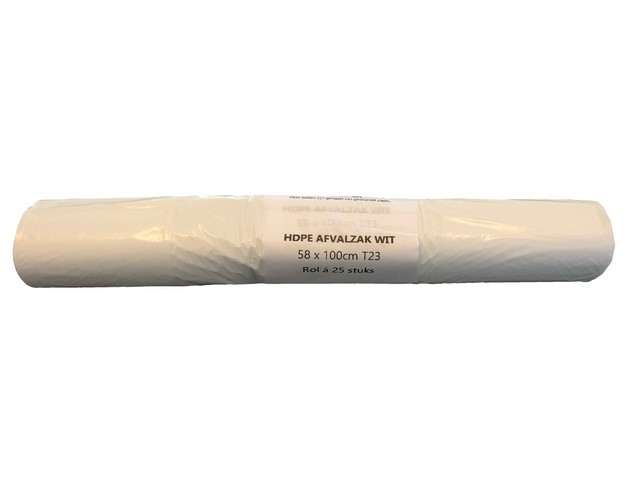 Afvalzak 58x100cm hdpe T025 wit/ds20x25