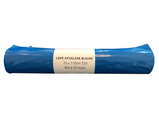 Afvalzak 70x110cm ldpe T50 blauw/rol20