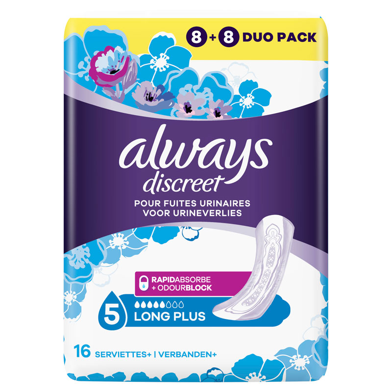 Always Discreet Plus Long Plus Verband Voor Urineverlies x16