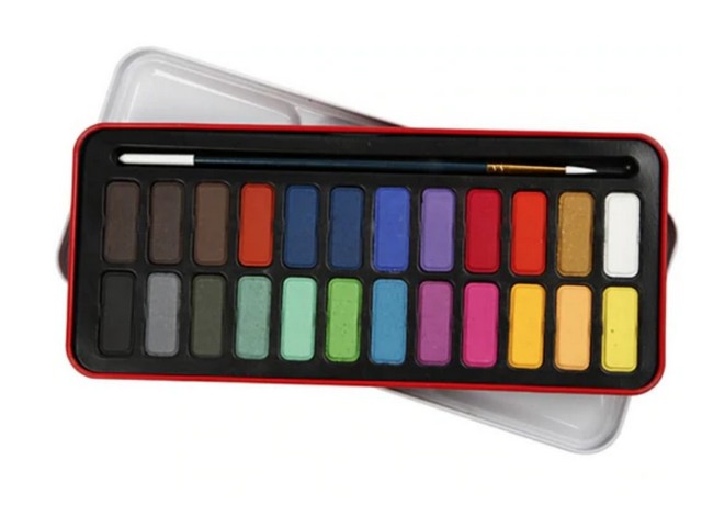 Aquarelverf set Colortime 24-kl m/kwast