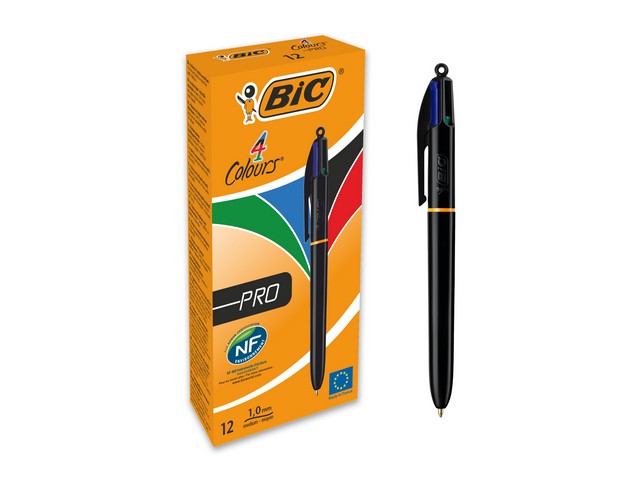 Balpen BIC Pro 4 kleuren M wood/ds12