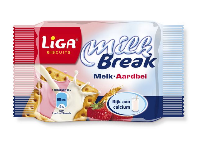 Biscuit Liga Milkbreak melk/aardb. /pk24