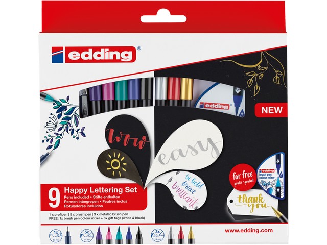 Brushpen edding Happy Lettering/ set 9