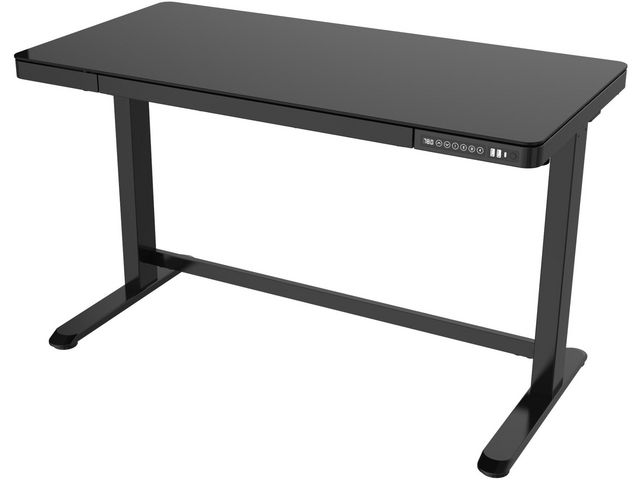 Bureau 120x60cm, Zwart glas, Zwart