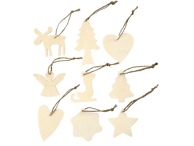 Decoratiehanger Kerst 7-8cm hout/ds72