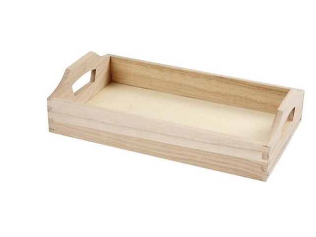 Dienblad 30x17x5cm m/handvaten hout