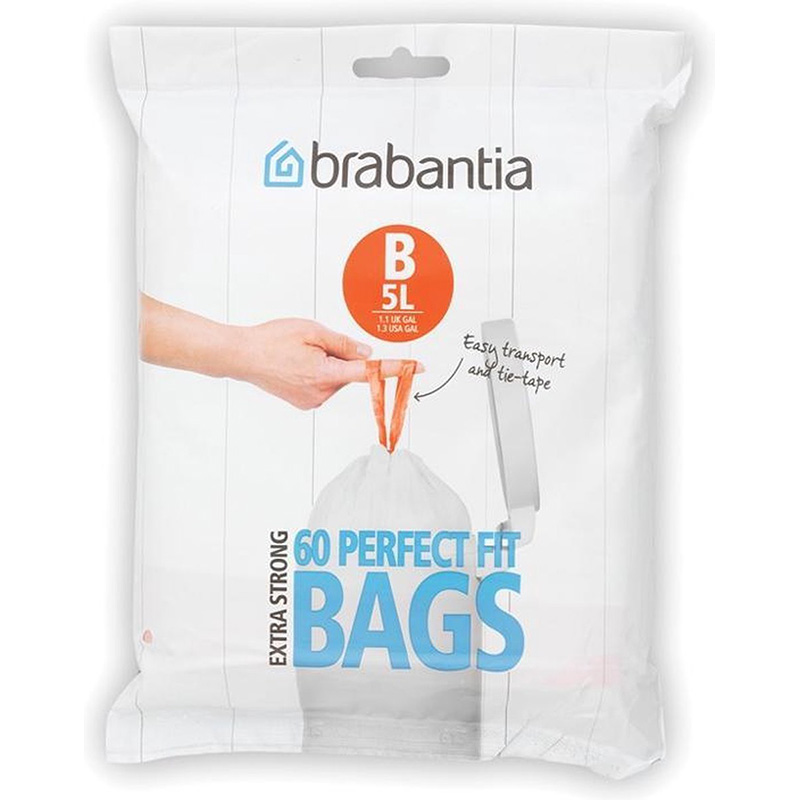 Dispenser pack Afvalzakken 5 liter met trekbandsluiting (B), Brabantia