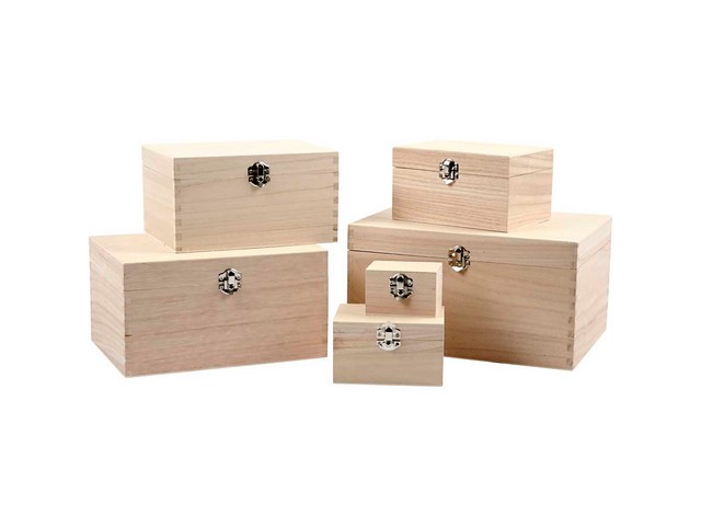 Doos hout div. afmetingen m/sluiting/pk6