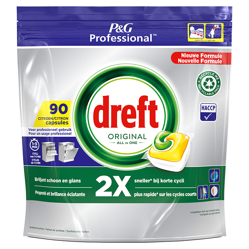 Dreft Professional All-in-1 Vaatwastabletten Original Lemon 3x90st