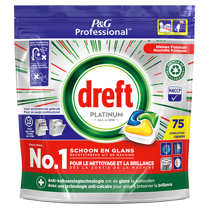 Dreft Professional Platinum All-in-1 Vaatwastabletten Lemon 3x75st