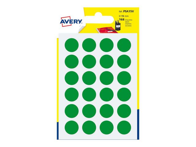 Etiket Avery rond 15mm groen /pk10x168