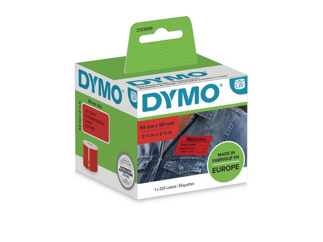 Etiket Dymo LW 54x101mm rood rl220