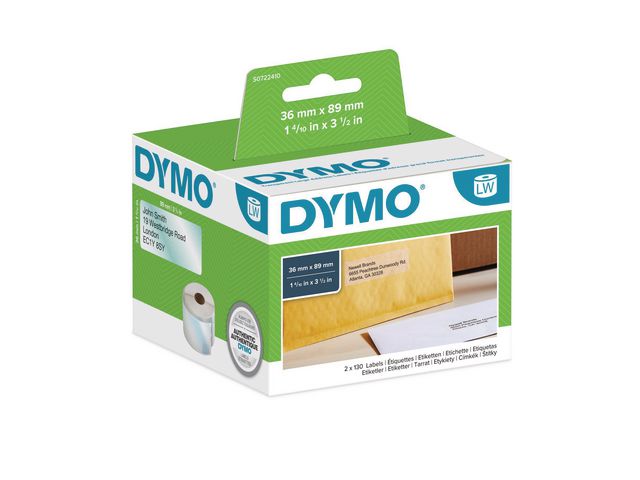 Etiket Dymo LW 89x36 euro trans/rol 260