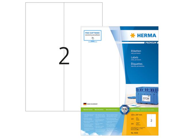 Etiket Herma 4658 10.5x29.7 wit/ds200