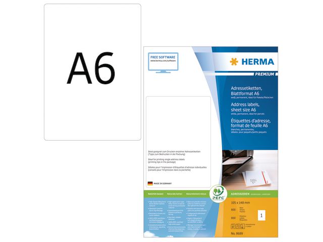 Etiket Herma A6 105x148 wit mat/pk800
