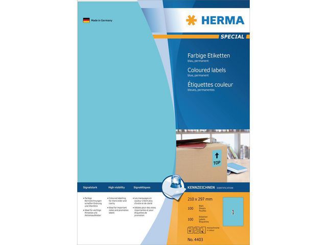 Etiket Herma ILC 210x297 blauw/pk 100