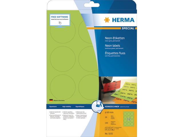 Etiket Herma ILC 60mm rond groen/pk240