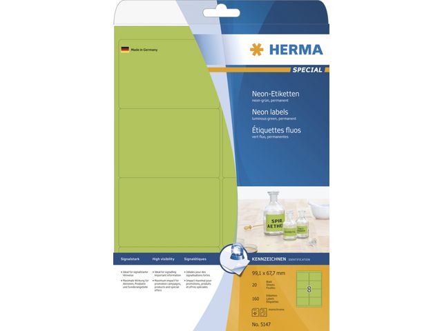 Etiket Herma L 99x68 fluo groen/ds 160