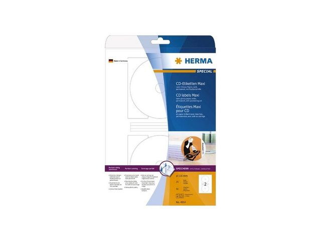 Etiket LC 116mm CD glossy wt/pk 50