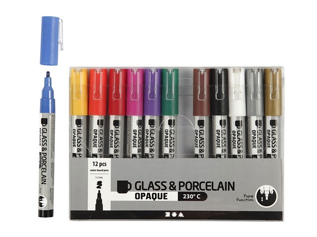 Glas/porseleinstift 1-2mm sd ass/pk12