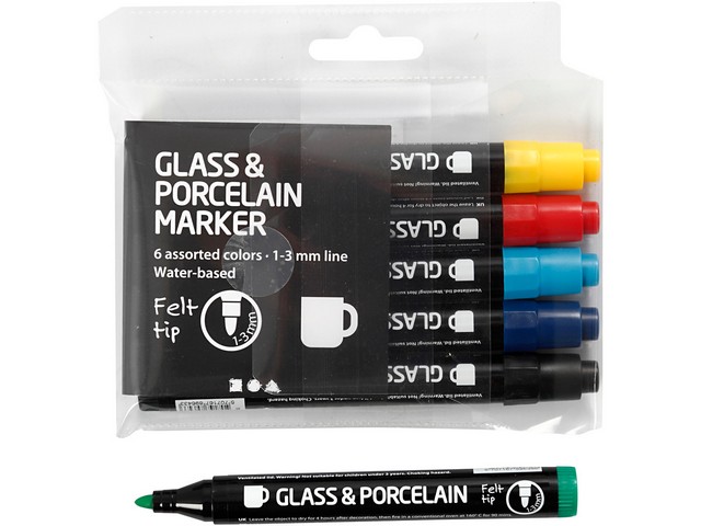 Glas/porseleinstift 1-3mm sd ass/pk6