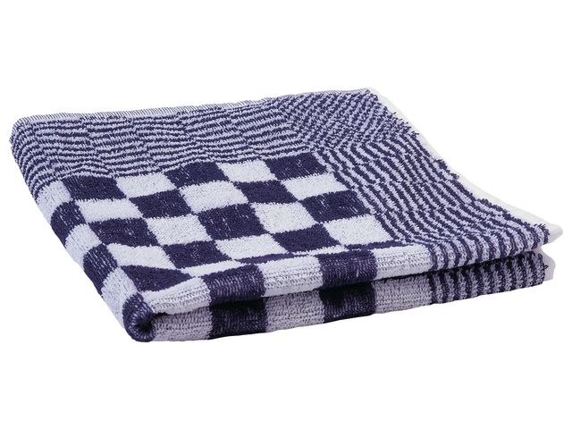 Handdoek 60x60cm stof ruit blauw