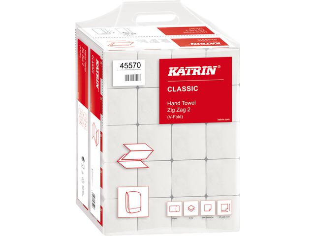 Handdoek Katrin 2L zz-vouw wit/pk20x200v