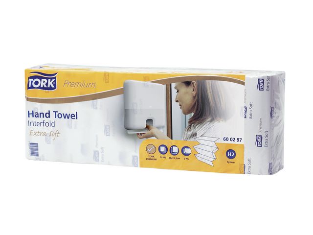 Handdoek Tork H2 Premium 2L wit/pk700