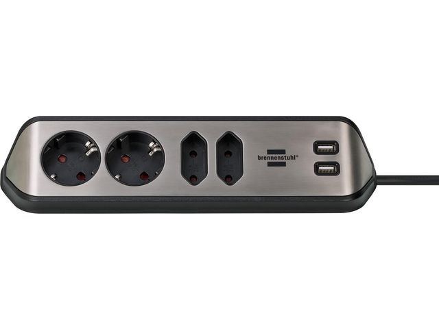 Hoekaansluitingdoos usb 4-voud zw-rvs