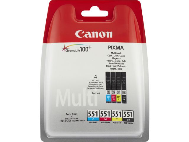 Inkjet Canon CLI-551 multip. zwart+kleur