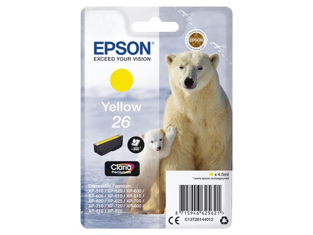 Inkjet Epson 26 C13T26144012 4,5ml geel