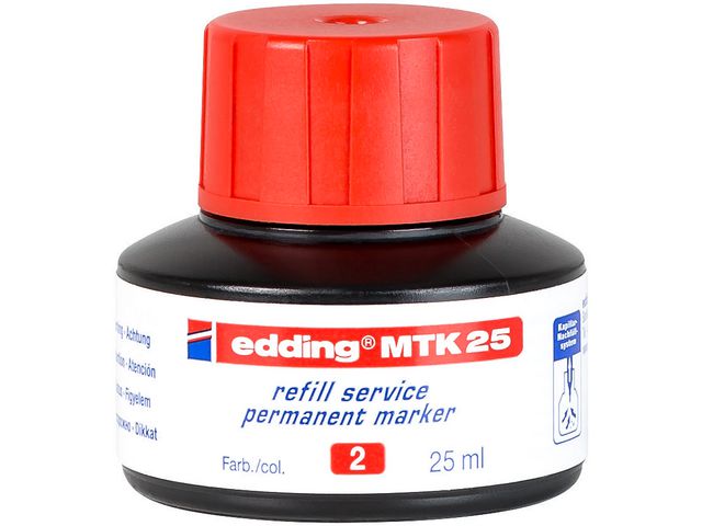 Inkt Edding permanent MTK-25 rood 25ml