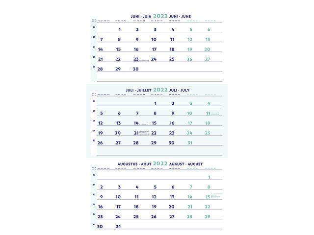 Kalender 3-maands Brepols 4-talig