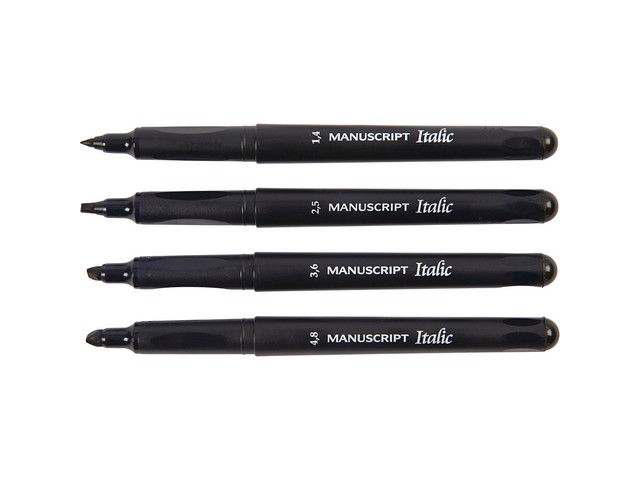Kalligrafeerstift 1,4/2,5/3,6/4,8mm zw/4