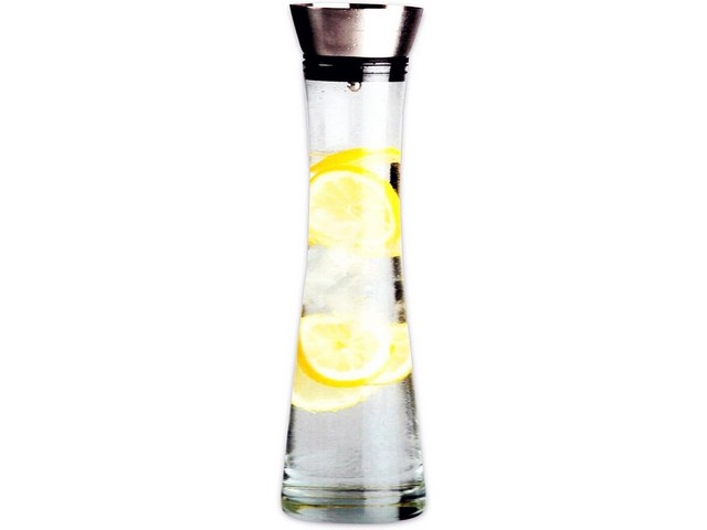 Karaf glas 1L deksel rvs transp