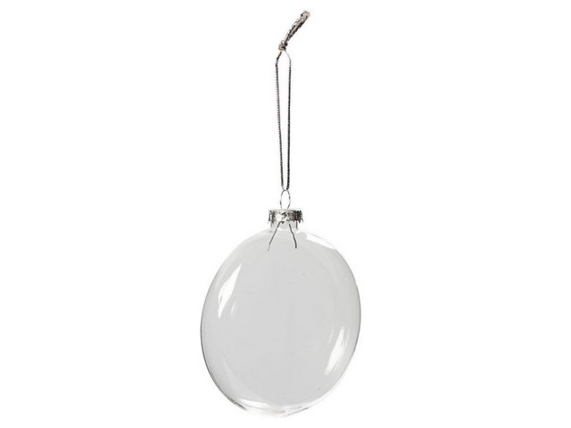 Kerstbal D8cm dikte 2,1cm plat glas/pk6