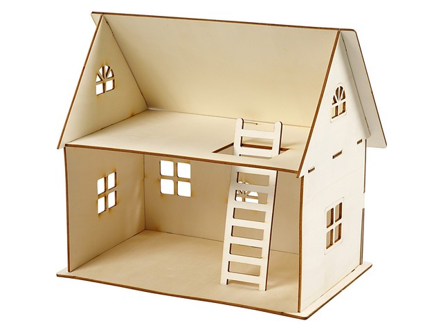 Knutselset poppenhuis 25x18x27cm DIY