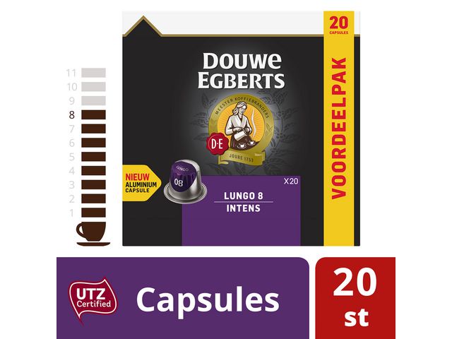 Koffie capsules DE lungo 8 intens /pk20