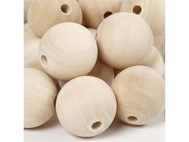 Kraal rond 30mm gatgrootte 5mm hout/pk50