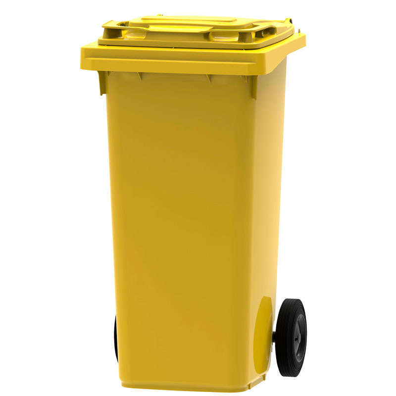 Gele mini-container met inhoud van 120 liter