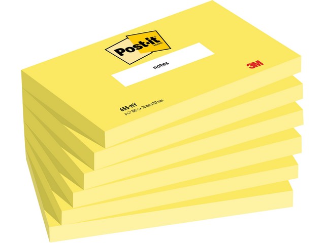 Notitieblok 76x127mm neongeel/pk6