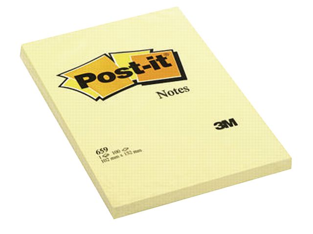 Notitieblok Post-It 102x152mm geel/pk 6