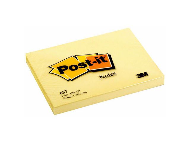 Notitieblok Post-It 76x102mm geel/pk 12