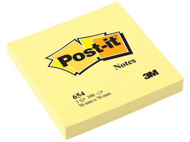 Notitieblok Post-it 76x76 kan.geel/pk12