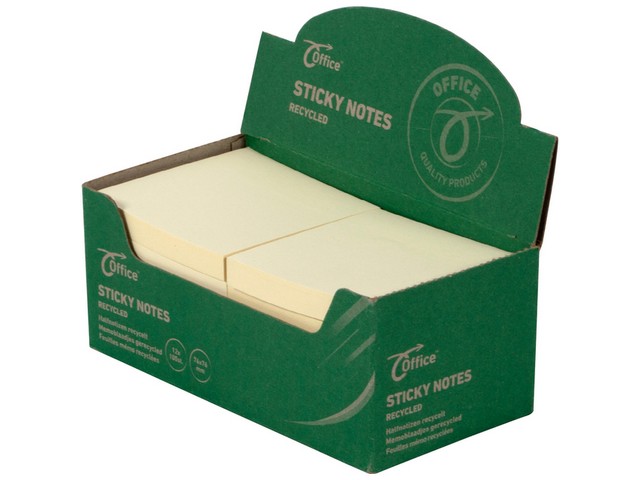 Notitieblok recycled 76x76mm geel/p12