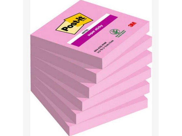 Notitieblok Superst 76x76 roze/pk6